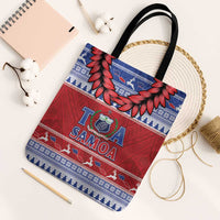 Toa Samoa Rugby Christmas Tote Bag Ula Fala Samoan Pattern Red - Polynesian Pride