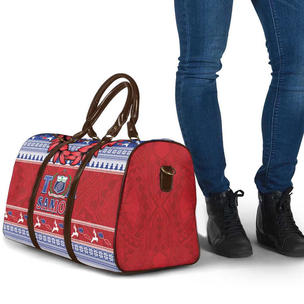 Toa Samoa Rugby Christmas Travel Bag Ula Fala Samoan Pattern Red - Polynesian Pride