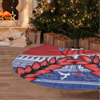 Toa Samoa Rugby Christmas Tree Skirt Ula Fala Samoan Pattern Red - Polynesian Pride