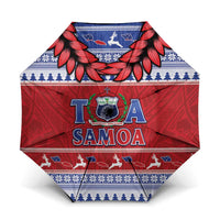 Toa Samoa Rugby Christmas Umbrella Ula Fala Samoan Pattern Red - Polynesian Pride