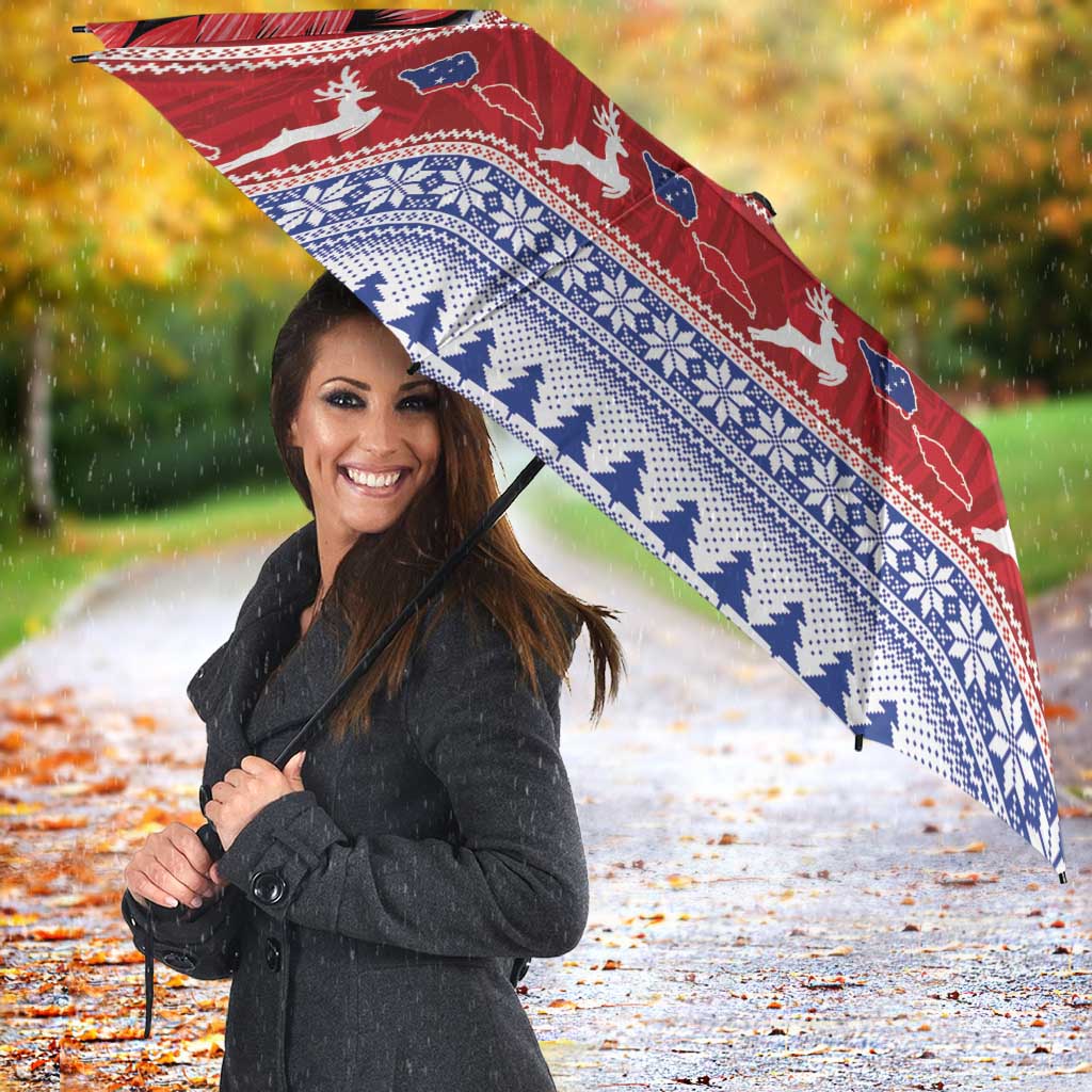 Toa Samoa Rugby Christmas Umbrella Ula Fala Samoan Pattern Red - Polynesian Pride
