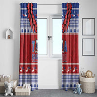 Toa Samoa Rugby Christmas Window Curtain Ula Fala Samoan Pattern Red - Polynesian Pride