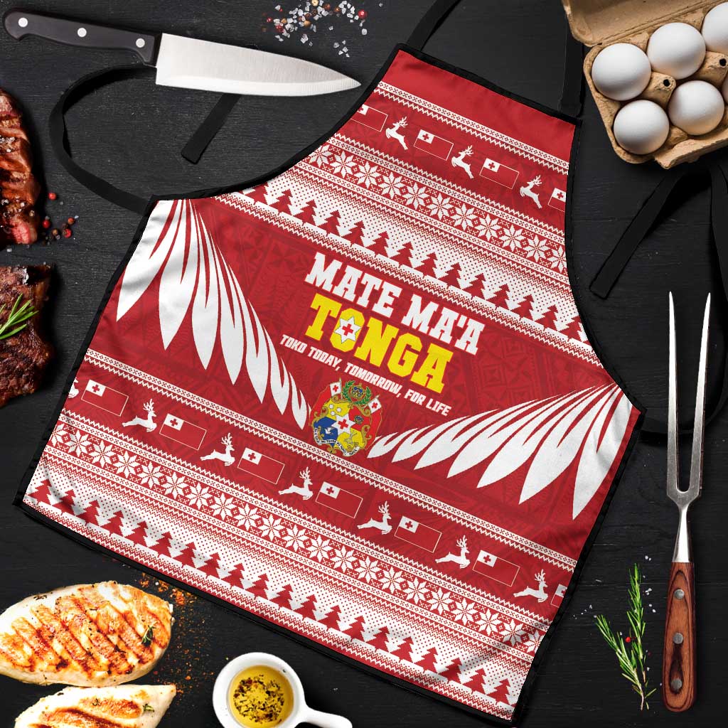Tonga Rugby Christmas Apron Mate Maa Tonga Ngatu Pattern - Polynesian Pride