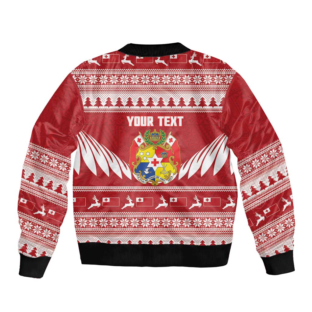 Personalised Tonga Rugby Christmas Bomber Jacket Mate Maa Tonga Ngatu Pattern - Polynesian Pride
