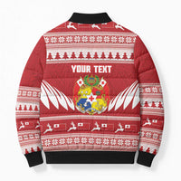 Personalised Tonga Rugby Christmas Bomber Puffer Jacket Mate Maa Tonga Ngatu Pattern - Polynesian Pride