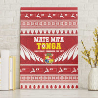 Tonga Rugby Christmas Canvas Wall Art Mate Maa Tonga Ngatu Pattern - Polynesian Pride