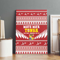 Tonga Rugby Christmas Canvas Wall Art Mate Maa Tonga Ngatu Pattern - Polynesian Pride