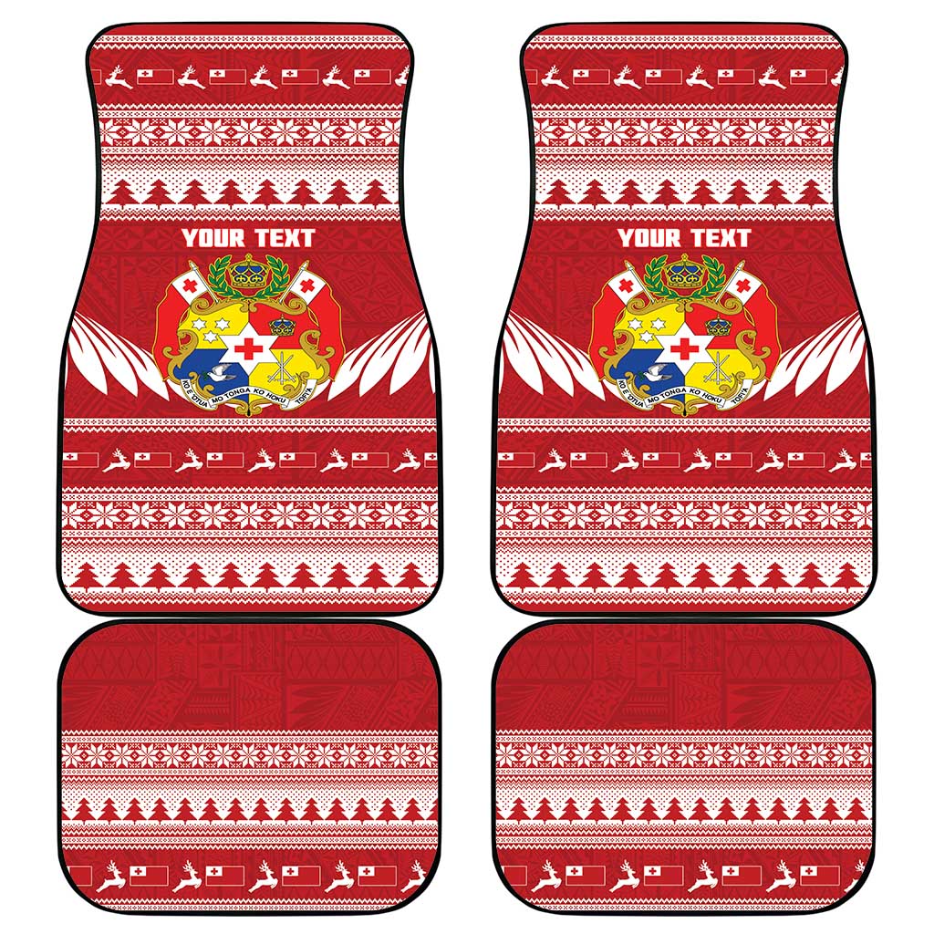 Personalised Tonga Rugby Christmas Car Mats Mate Maa Tonga Ngatu Pattern - Polynesian Pride