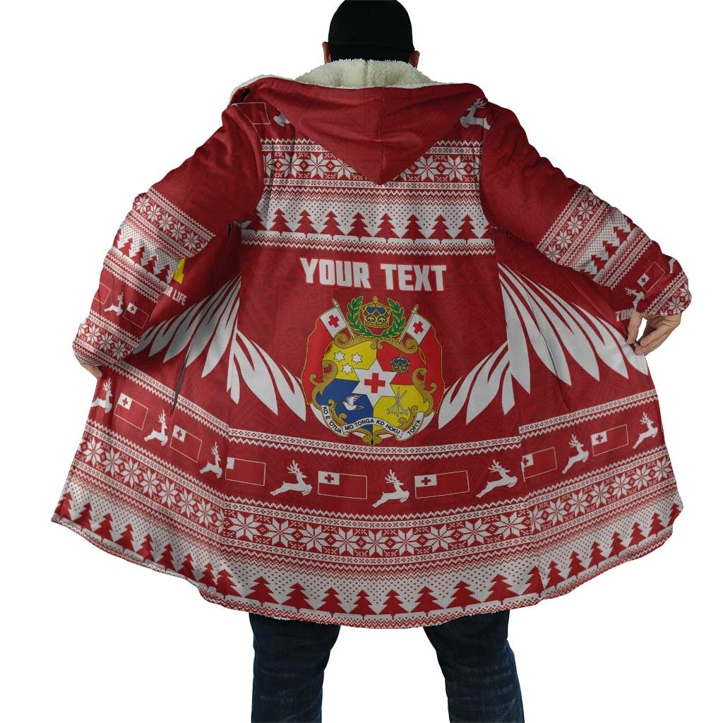 Personalised Tonga Rugby Christmas Cloak Mate Maa Tonga Ngatu Pattern - Polynesian Pride