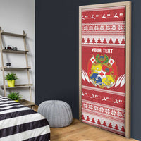 Personalised Tonga Rugby Christmas Door Cover Mate Maa Tonga Ngatu Pattern - Polynesian Pride