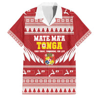 Personalised Tonga Rugby Christmas Family Matching Long Sleeve Bodycon Dress and Hawaiian Shirt Mate Maa Tonga Ngatu Pattern - Polynesian Pride