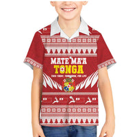 Personalised Tonga Rugby Christmas Family Matching Mermaid Dress and Hawaiian Shirt Mate Maa Tonga Ngatu Pattern - Polynesian Pride
