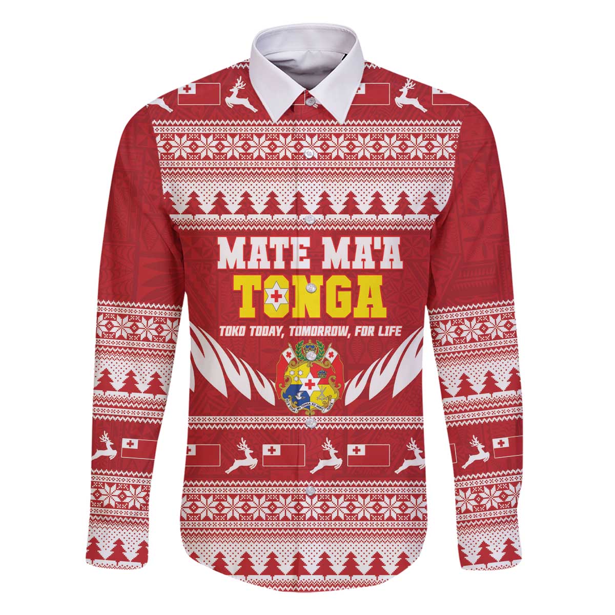 Personalised Tonga Rugby Christmas Family Matching Off The Shoulder Long Sleeve Dress and Hawaiian Shirt Mate Maa Tonga Ngatu Pattern - Polynesian Pride