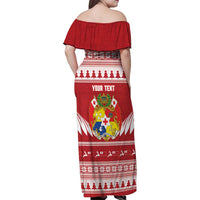 Personalised Tonga Rugby Christmas Family Matching Off Shoulder Maxi Dress and Hawaiian Shirt Mate Maa Tonga Ngatu Pattern - Polynesian Pride