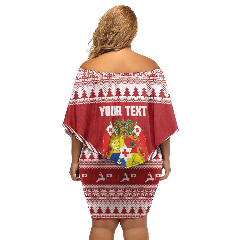 Personalised Tonga Rugby Christmas Family Matching Off Shoulder Short Dress and Hawaiian Shirt Mate Maa Tonga Ngatu Pattern - Polynesian Pride