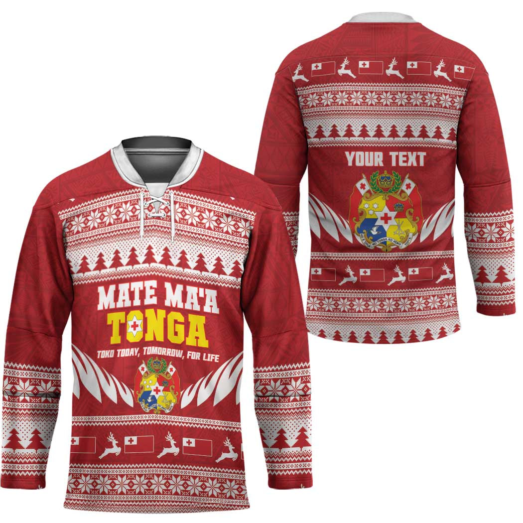 Personalised Tonga Rugby Christmas Hockey Jersey Mate Maa Tonga Ngatu Pattern - Polynesian Pride