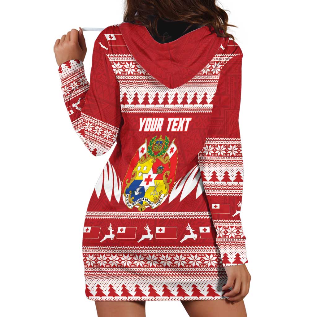 Personalised Tonga Rugby Christmas Hoodie Dress Mate Maa Tonga Ngatu Pattern - Polynesian Pride