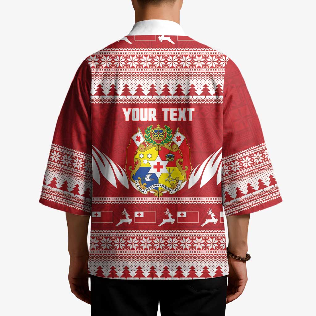 Personalised Tonga Rugby Christmas Kimono Mate Maa Tonga Ngatu Pattern - Polynesian Pride