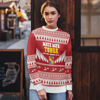 Personalised Tonga Rugby Christmas Ugly Christmas Sweater Mate Maa Tonga Ngatu Pattern - Polynesian Pride
