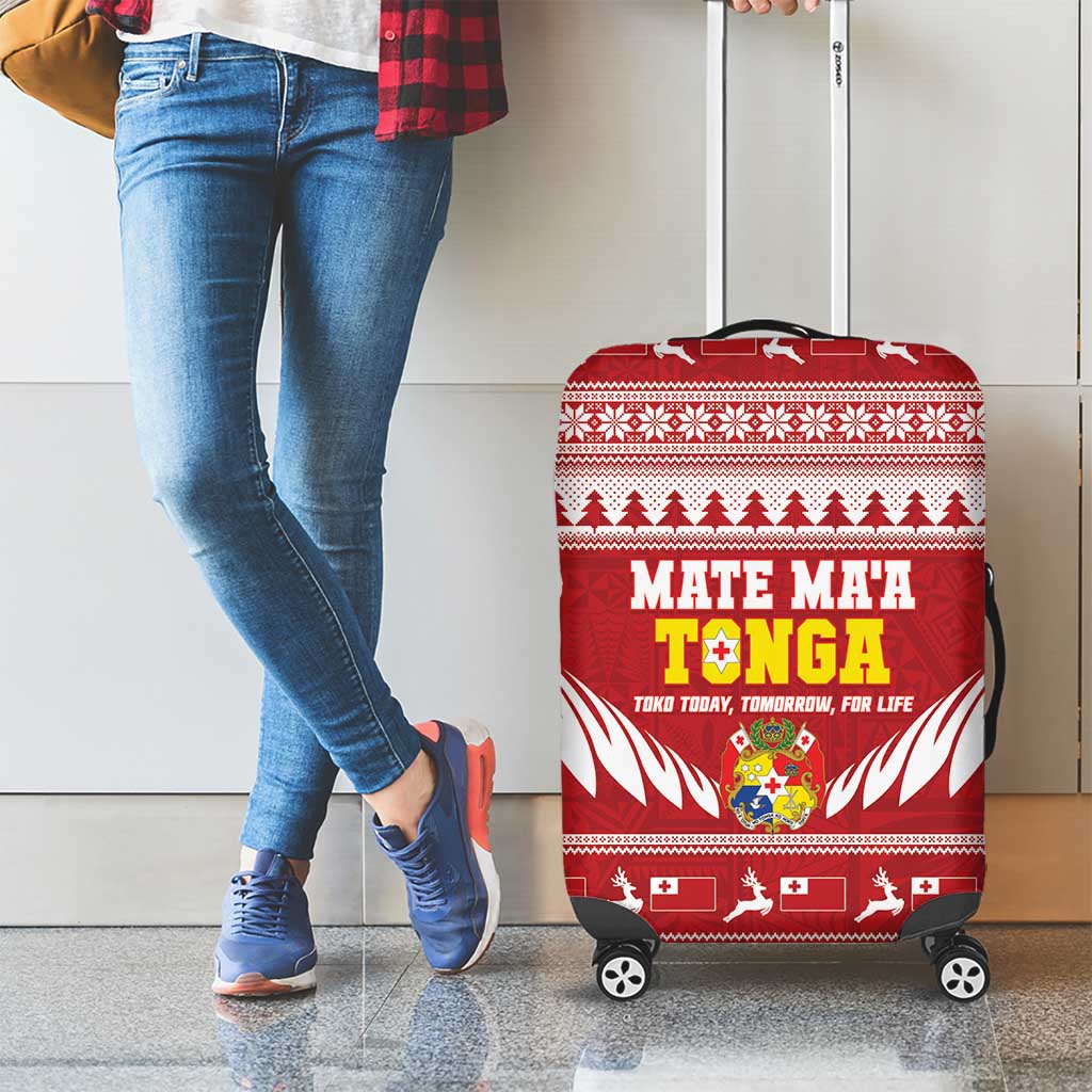 Tonga Rugby Christmas Luggage Cover Mate Maa Tonga Ngatu Pattern - Polynesian Pride