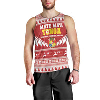 Personalised Tonga Rugby Christmas Men Tank Top Mate Maa Tonga Ngatu Pattern - Polynesian Pride
