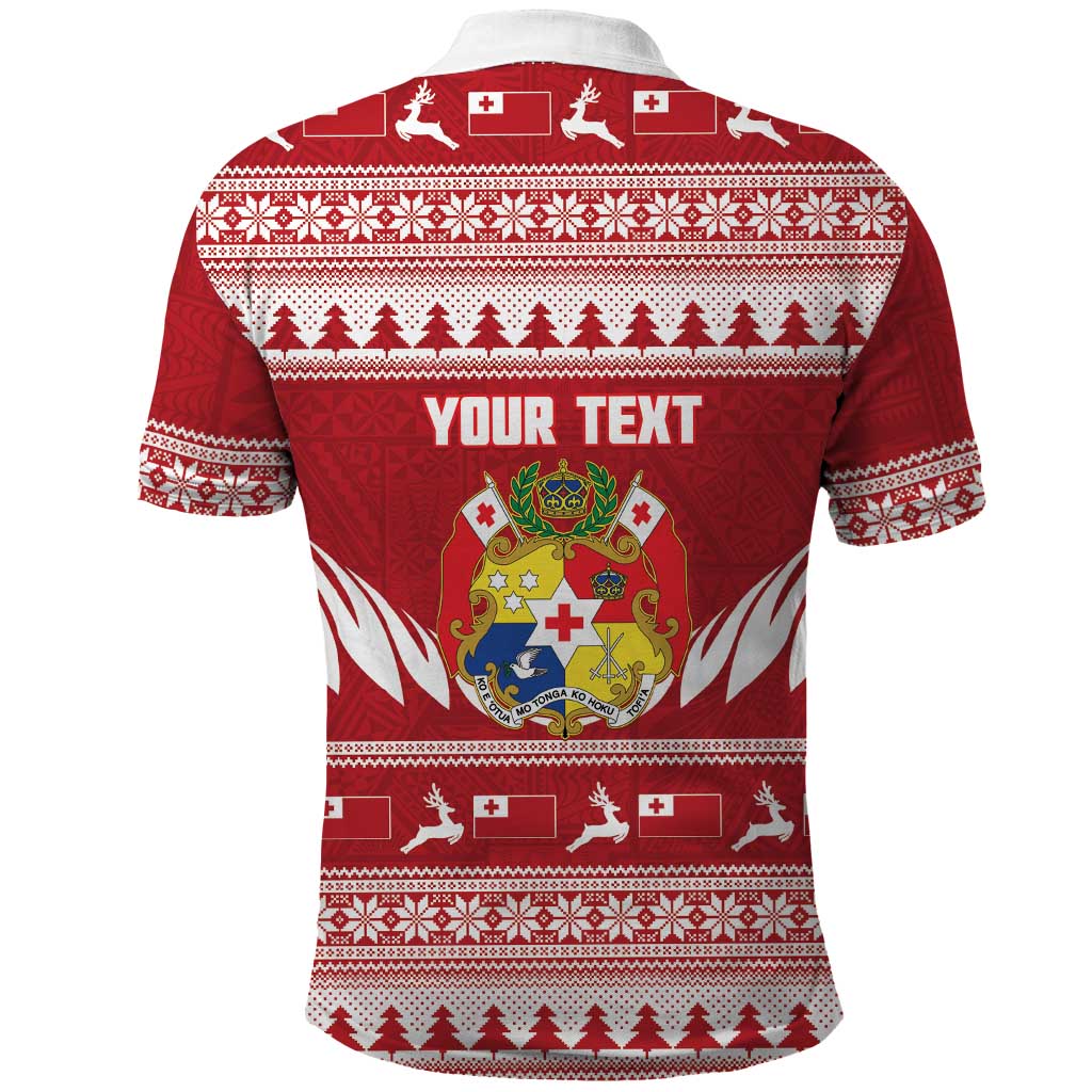 Personalised Tonga Rugby Christmas Polo Shirt Mate Maa Tonga Ngatu Pattern - Polynesian Pride