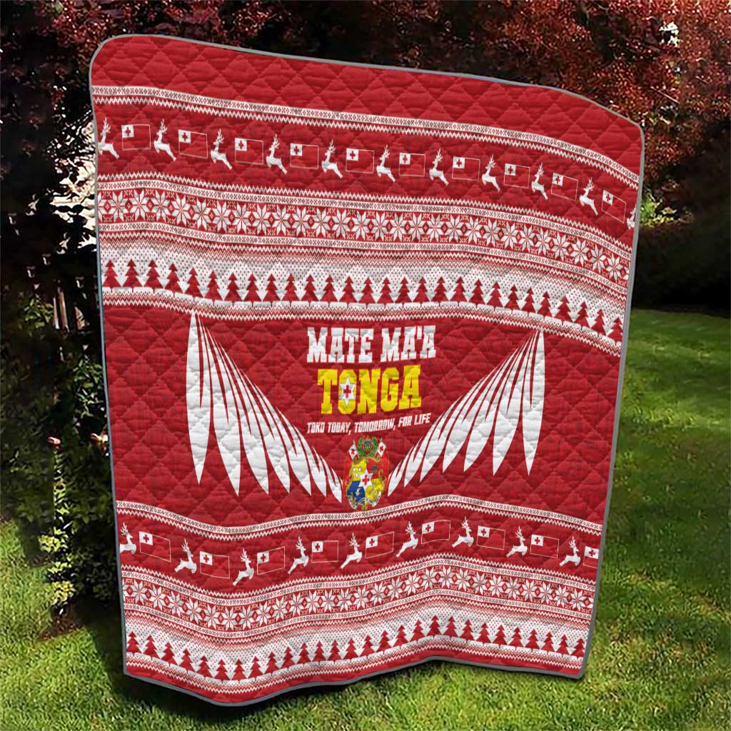 Tonga Rugby Christmas Quilt Mate Maa Tonga Ngatu Pattern - Polynesian Pride