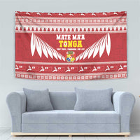 Tonga Rugby Christmas Tapestry Mate Maa Tonga Ngatu Pattern - Polynesian Pride