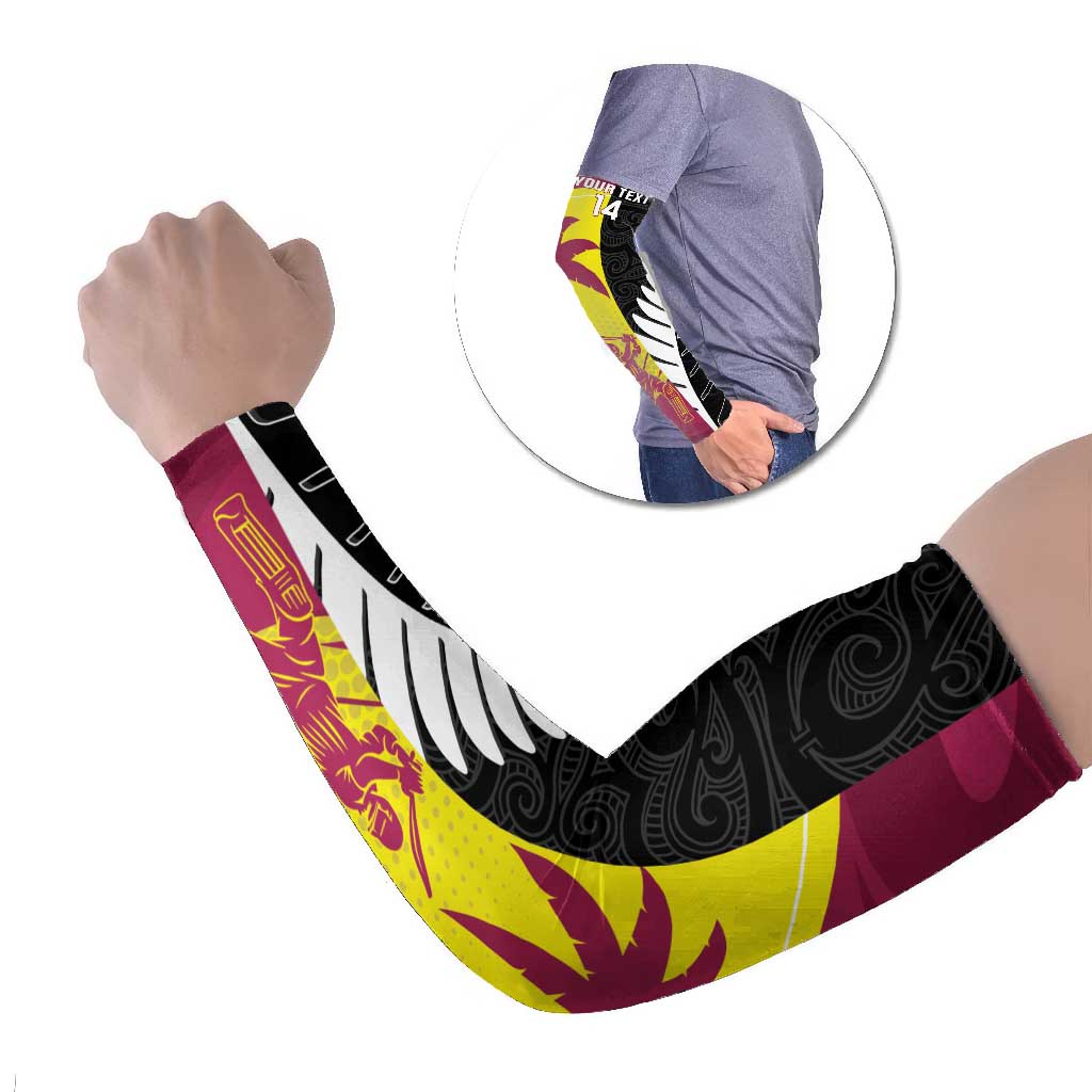 New Zealand and West Indies Cricket Custom Arm Sleeves Black Cap Windies Together - Polynesian Pride