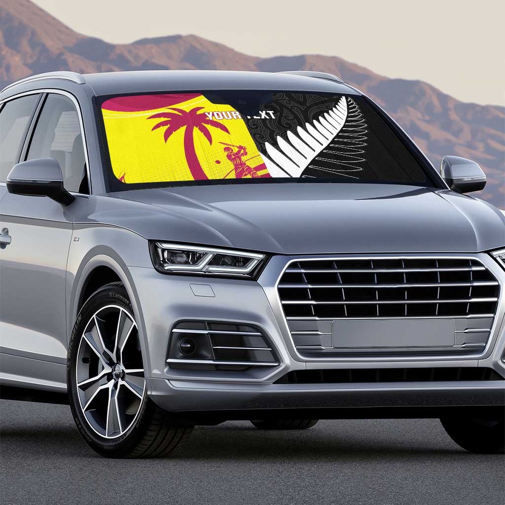 New Zealand and West Indies Cricket Custom Auto Sun Shade Black Cap Windies Together - Polynesian Pride