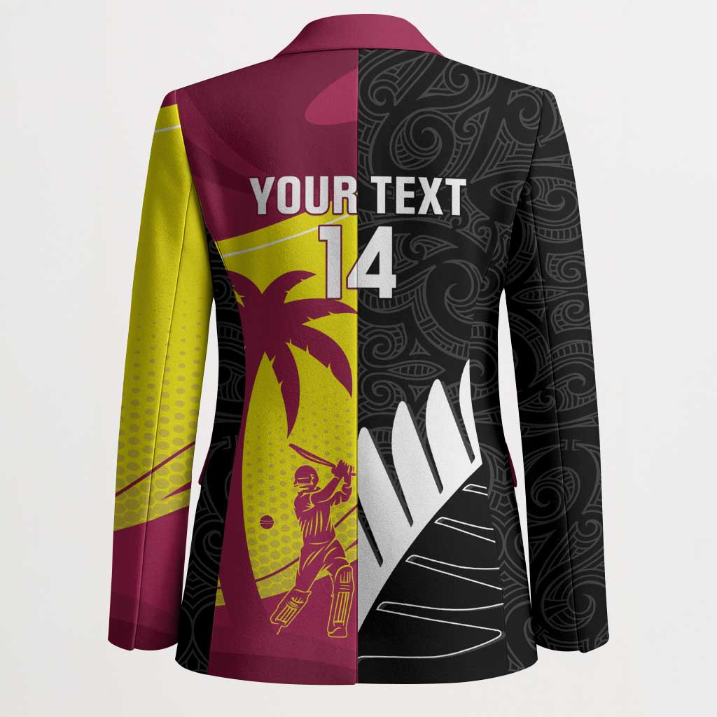 New Zealand and West Indies Cricket Custom Blazer Black Cap Windies Together - Polynesian Pride