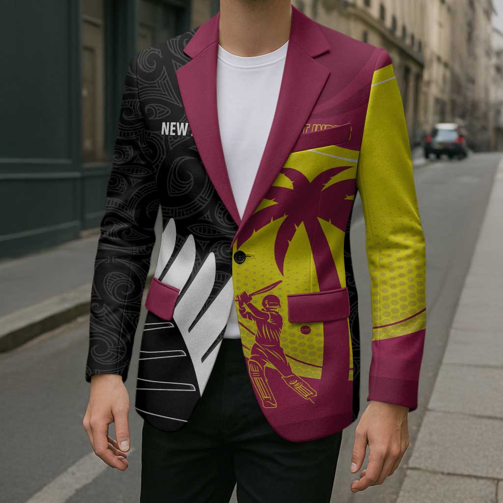 New Zealand and West Indies Cricket Custom Blazer Black Cap Windies Together - Polynesian Pride