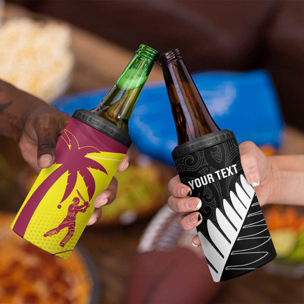 New Zealand and West Indies Cricket Custom 4 in 1 Can Cooler Tumbler Black Cap Windies Together - Polynesian Pride