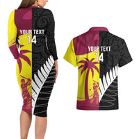 New Zealand and West Indies Cricket Custom Couples Matching Long Sleeve Bodycon Dress and Hawaiian Shirt Black Cap Windies Together LT14 - Polynesian Pride