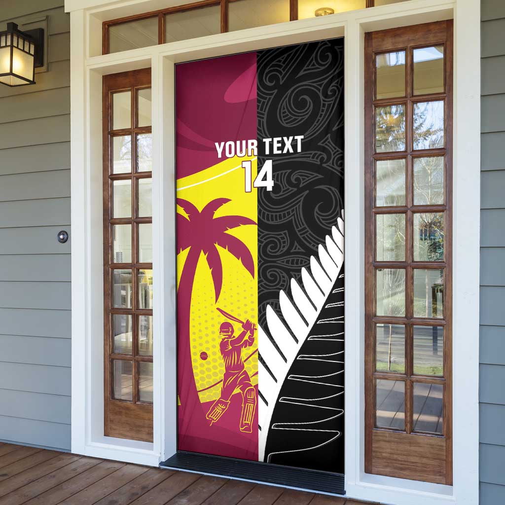 New Zealand and West Indies Cricket Custom Door Cover Black Cap Windies Together - Polynesian Pride