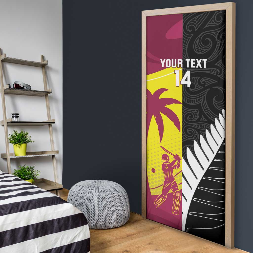 New Zealand and West Indies Cricket Custom Door Cover Black Cap Windies Together - Polynesian Pride