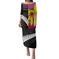 New Zealand and West Indies Cricket Custom Family Matching Puletasi and Hawaiian Shirt Black Cap Windies Together - Polynesian Pride