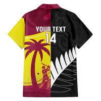 New Zealand and West Indies Cricket Custom Family Matching Short Sleeve Bodycon Dress and Hawaiian Shirt Black Cap Windies Together - Polynesian Pride
