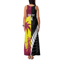 New Zealand and West Indies Cricket Custom Family Matching Tank Maxi Dress and Hawaiian Shirt Black Cap Windies Together - Polynesian Pride