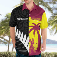 New Zealand and West Indies Cricket Custom Hawaiian Shirt Black Cap Windies Together - Polynesian Pride
