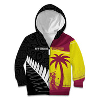 New Zealand and West Indies Cricket Custom Kid Hoodie Black Cap Windies Together - Polynesian Pride
