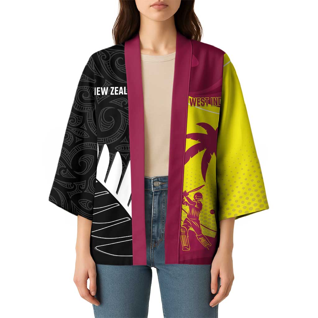 New Zealand and West Indies Cricket Custom Kimono Black Cap Windies Together - Polynesian Pride