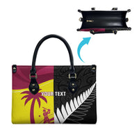 New Zealand and West Indies Cricket Custom Leather Bag Black Cap Windies Together - Polynesian Pride