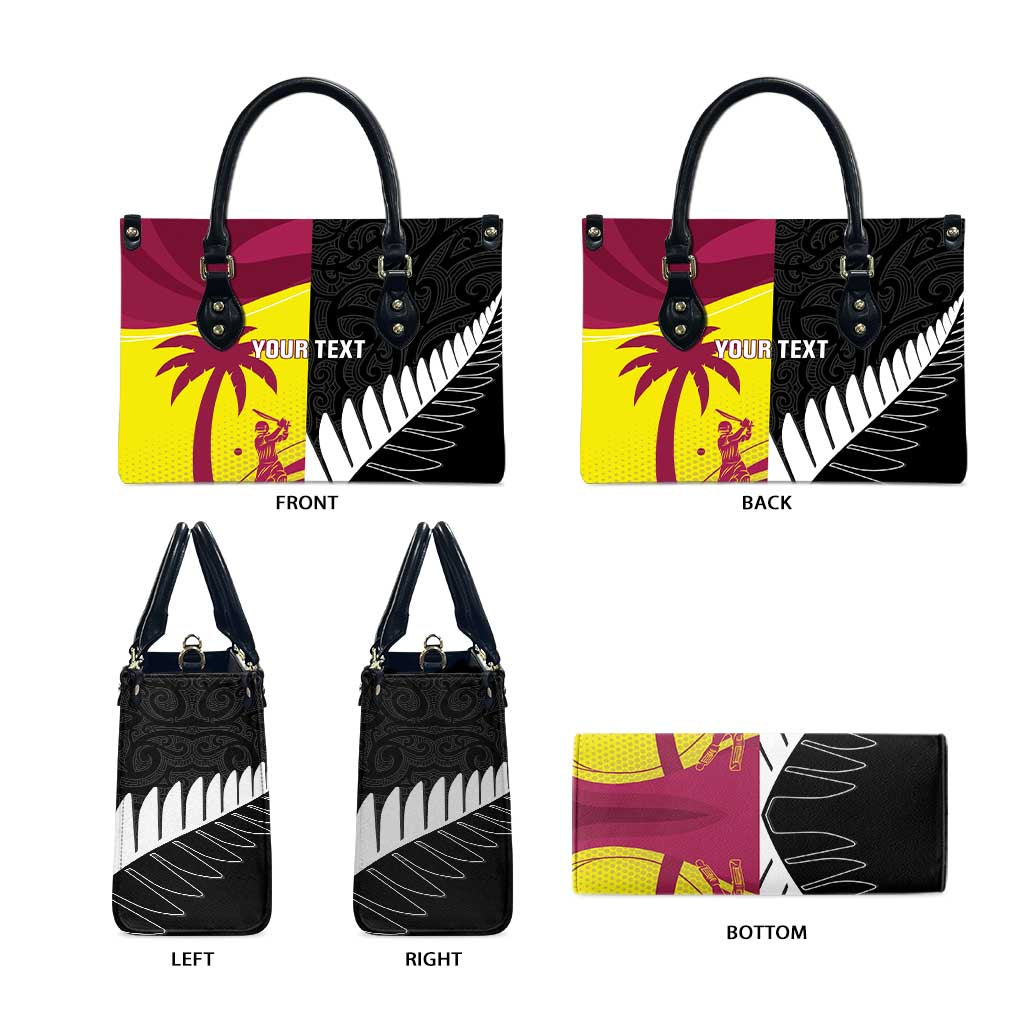 New Zealand and West Indies Cricket Custom Leather Bag Black Cap Windies Together - Polynesian Pride