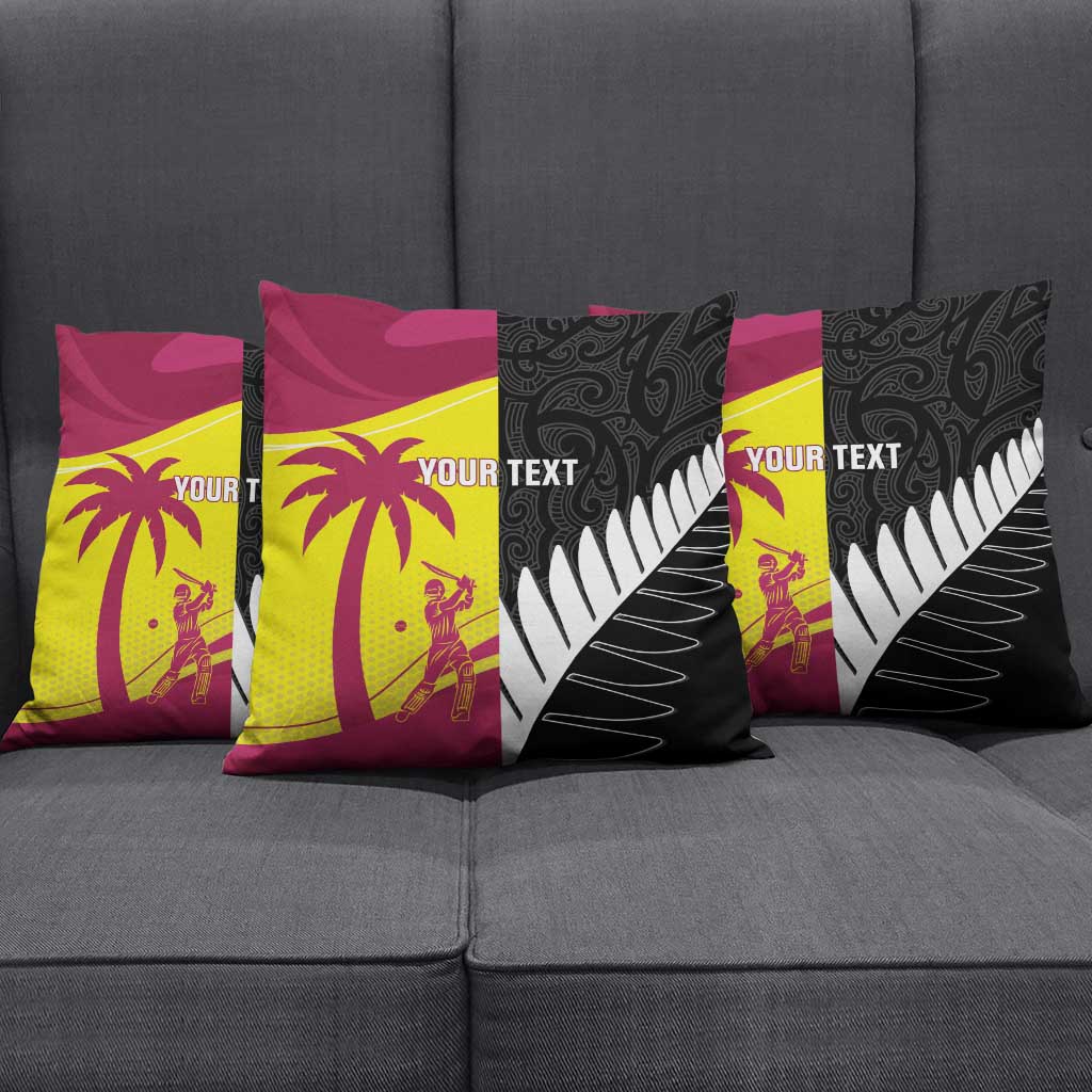 New Zealand and West Indies Cricket Custom Pillow Cover Black Cap Windies Together - Polynesian Pride