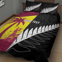 New Zealand and West Indies Cricket Custom Quilt Bed Set Black Cap Windies Together - Polynesian Pride