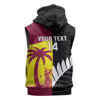 New Zealand and West Indies Cricket Custom Sleeveless Hoodie Black Cap Windies Together - Polynesian Pride