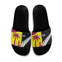 New Zealand and West Indies Cricket Custom Slide Sandals Black Cap Windies Together - Polynesian Pride