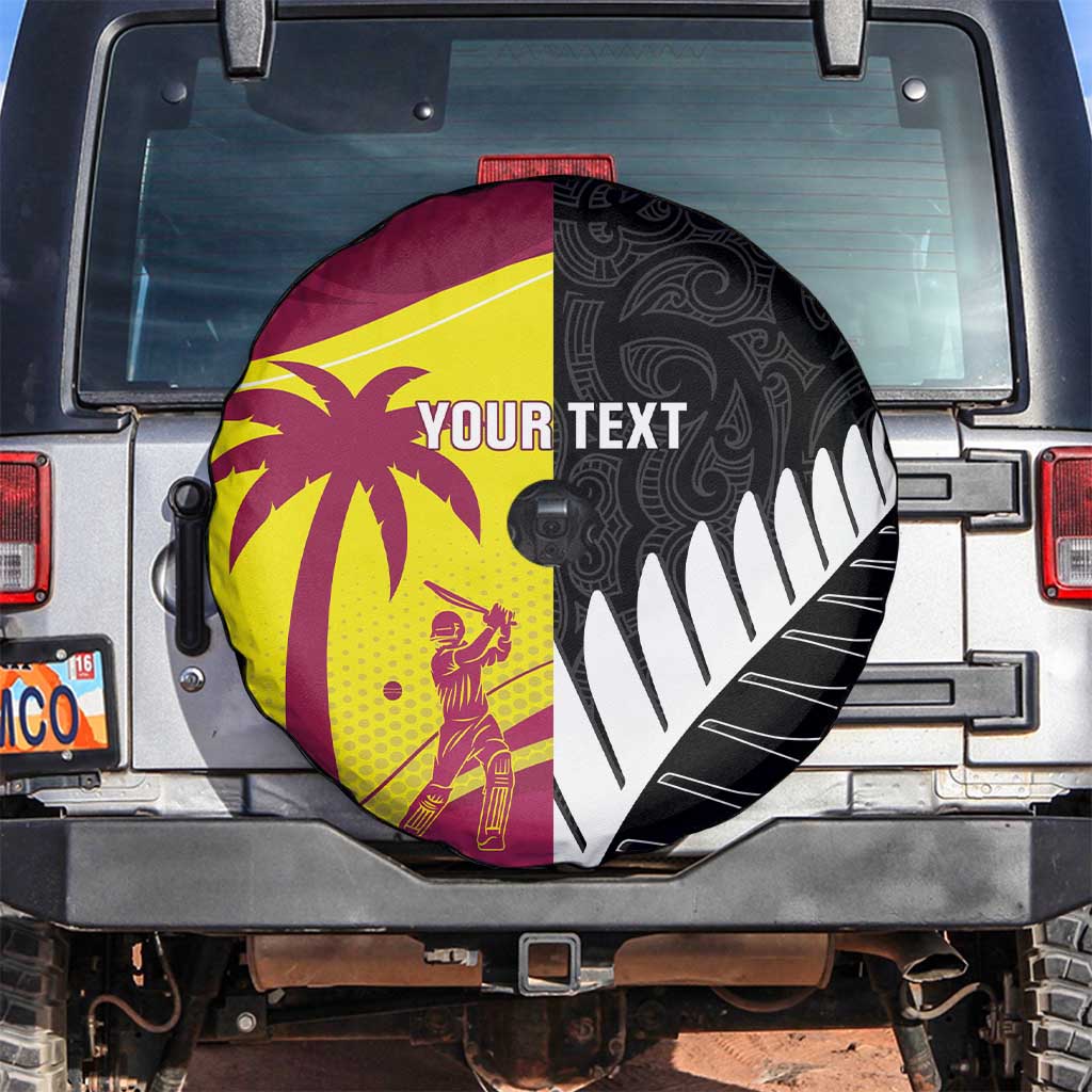 New Zealand and West Indies Cricket Custom Spare Tire Cover Black Cap Windies Together - Polynesian Pride