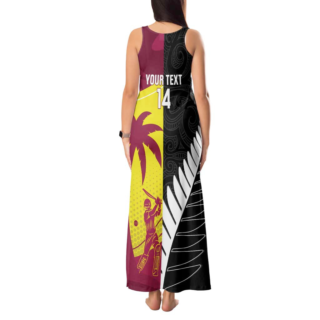 New Zealand and West Indies Cricket Custom Tank Maxi Dress Black Cap Windies Together - Polynesian Pride